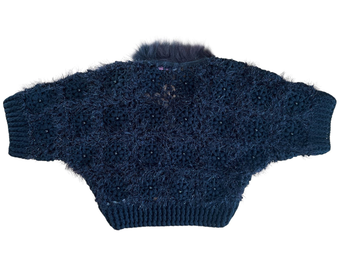 Bolero di maglia con collo pelliccia finta
