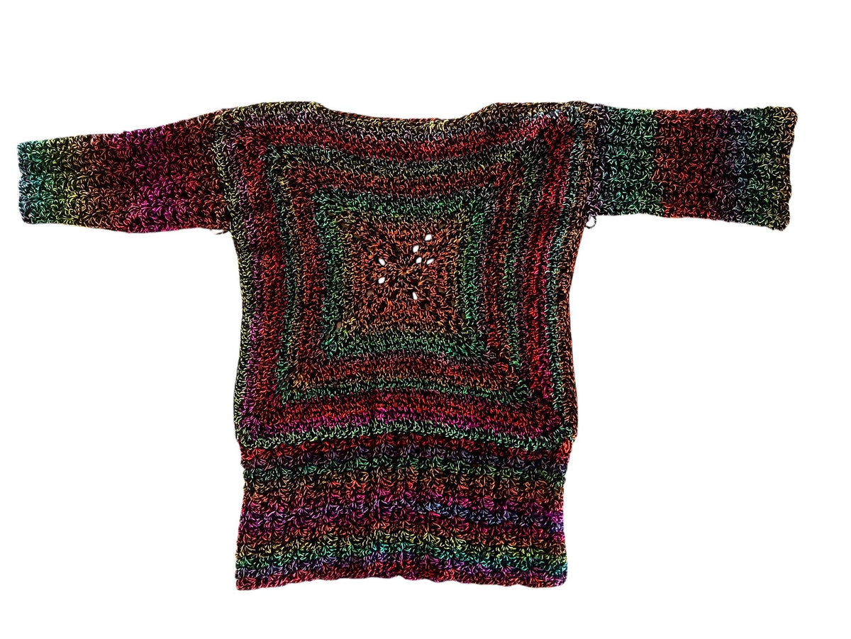 Top stile crochet vintage multicolore