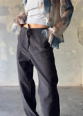 Pantaloni vintage sporty con tasche sul davanti e laccio in vita