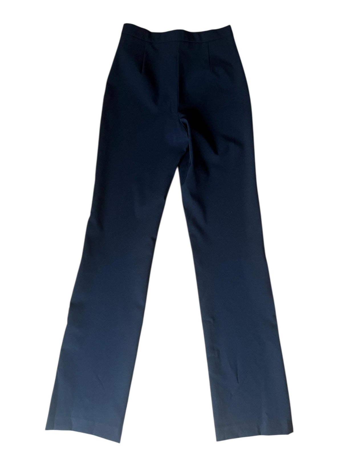 Pantaloni in tessuto nero stretch, a vita alta con gamba dritta