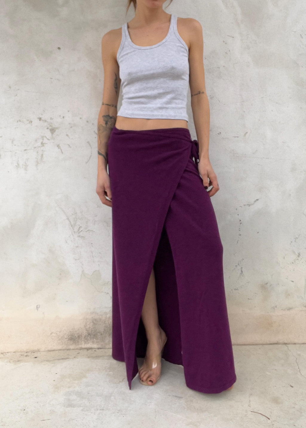 Gonna pareo viola in Cashmere