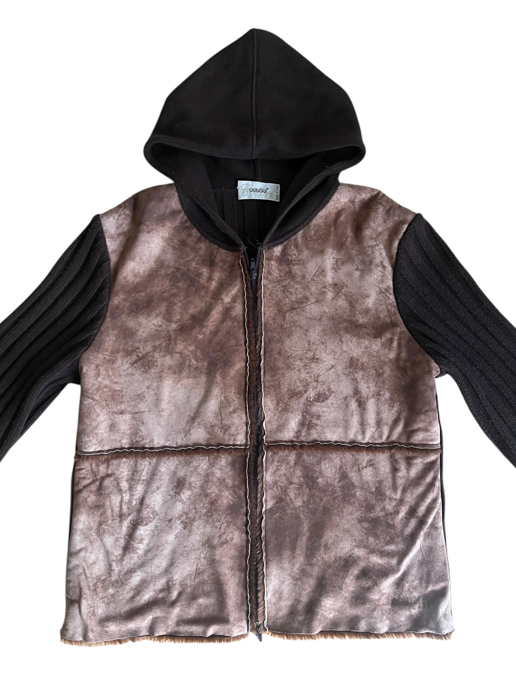 Giacca mix maglia e montone finto