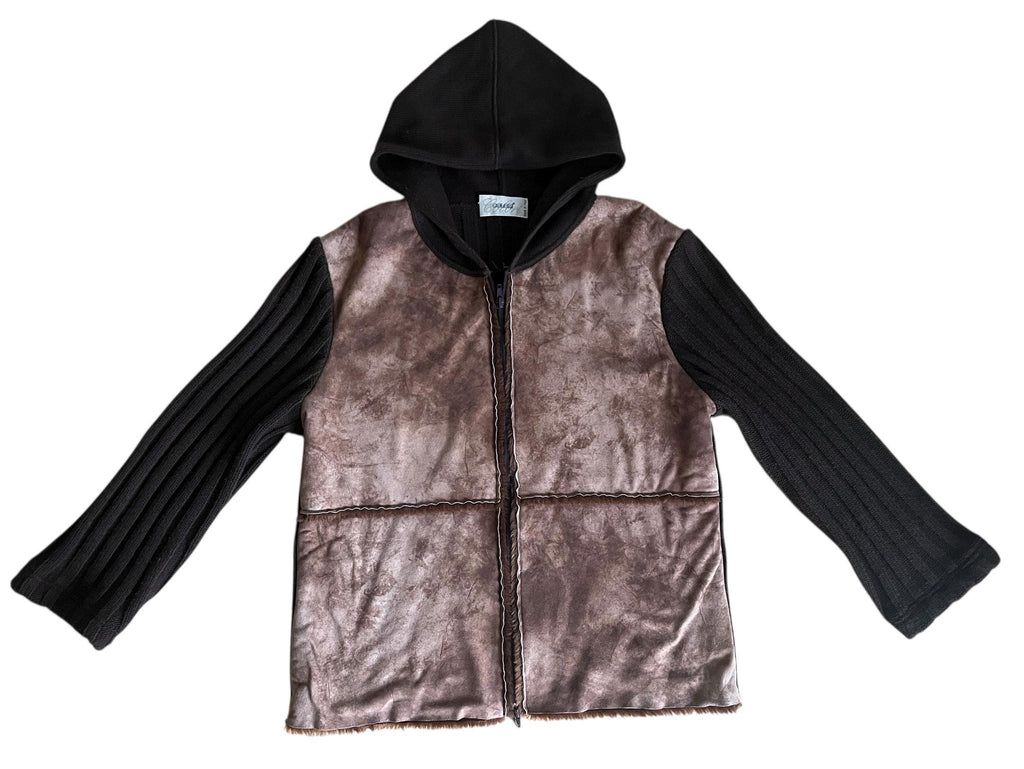 Giacca mix maglia e montone finto