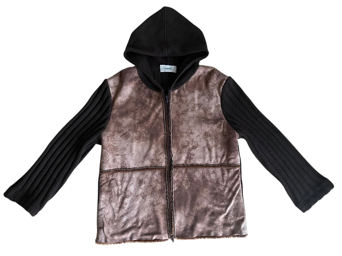 Giacca mix maglia e montone finto