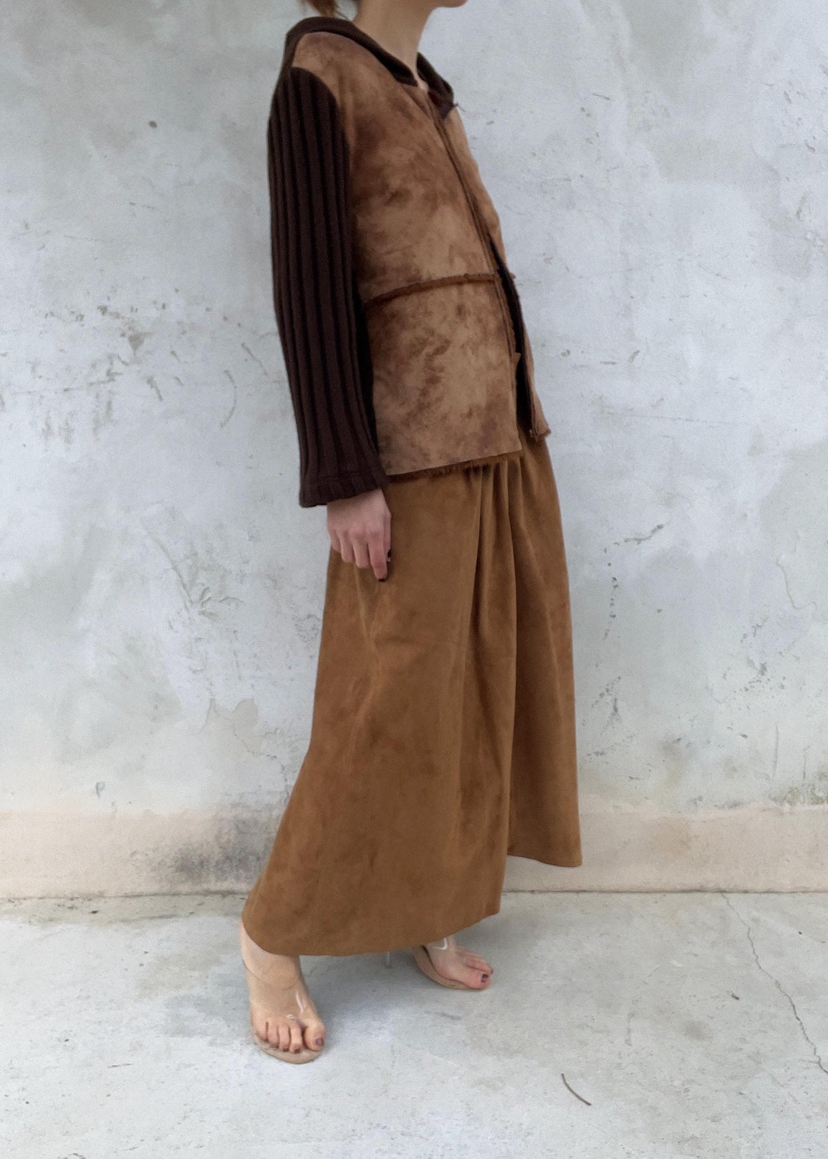 Giacca mix maglia e montone finto