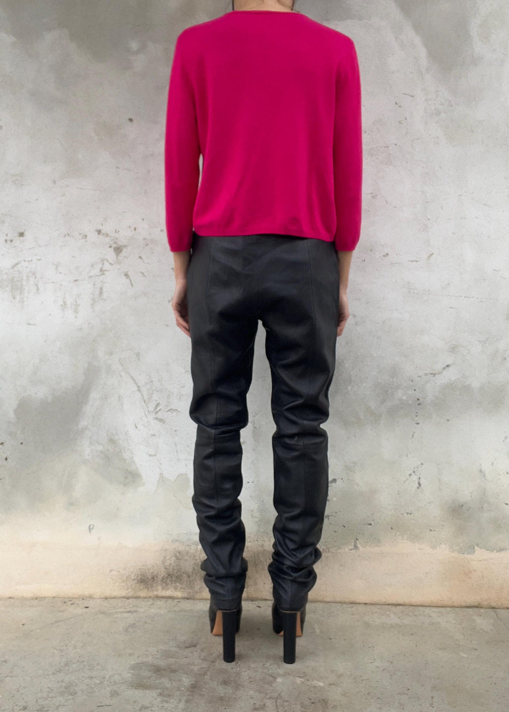 Pantaloni pelle morbida vita bassa