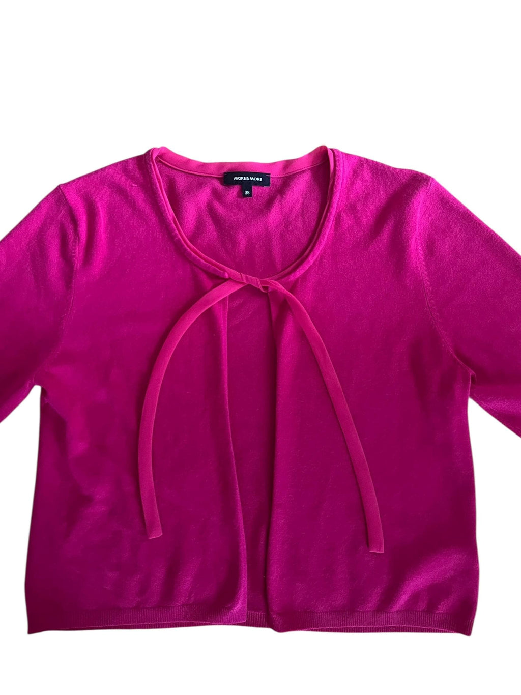 Cardigan crop pop color fuchsia con laccio sul collo Morbidissimo al tatto