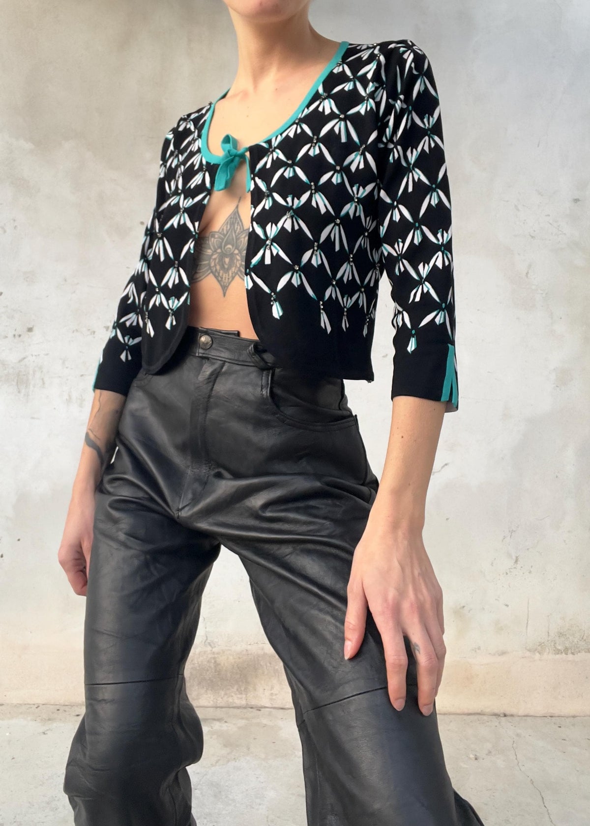 Pantaloni vintage in pelle a vita alta
