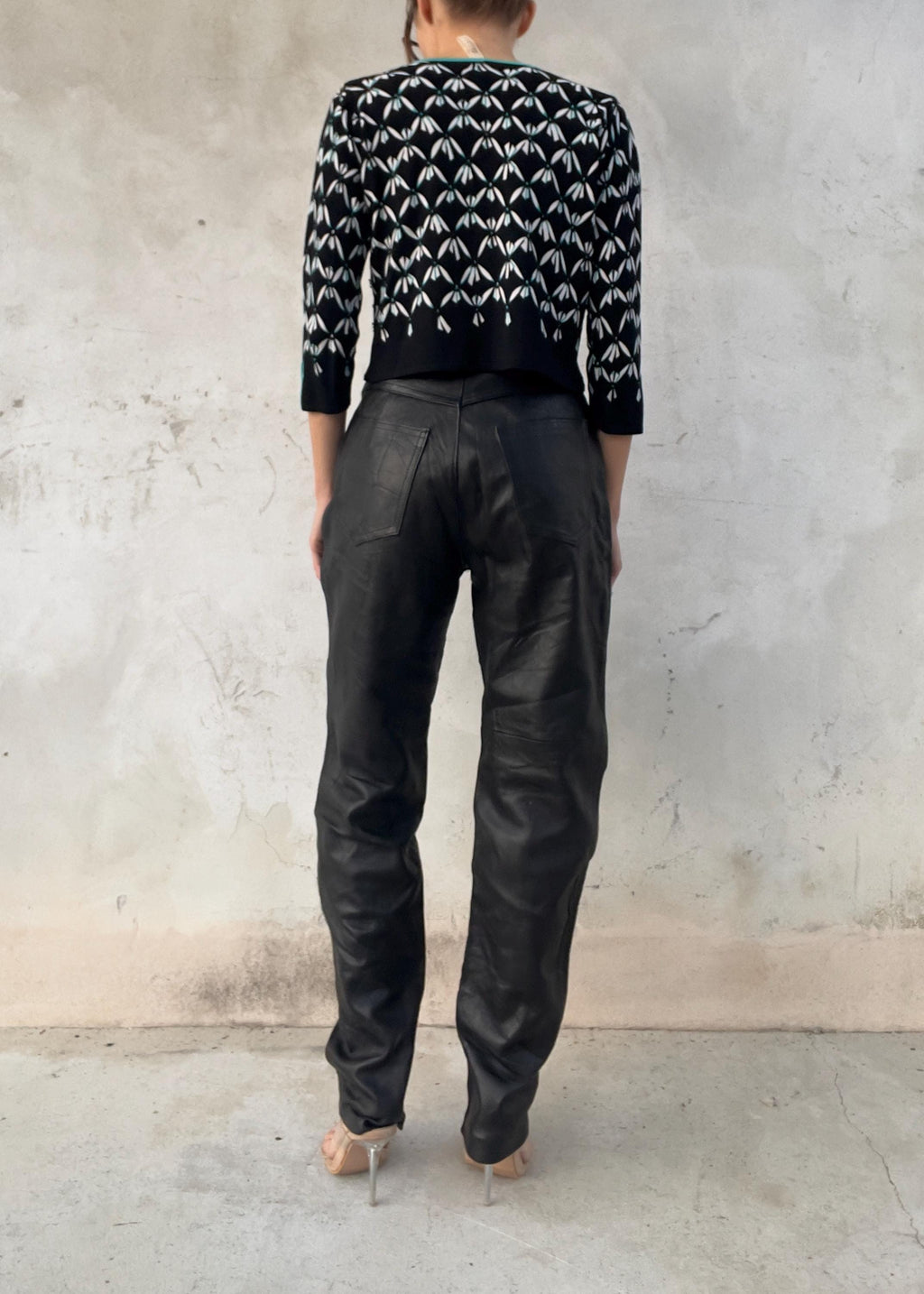 Pantaloni vintage in pelle a vita alta