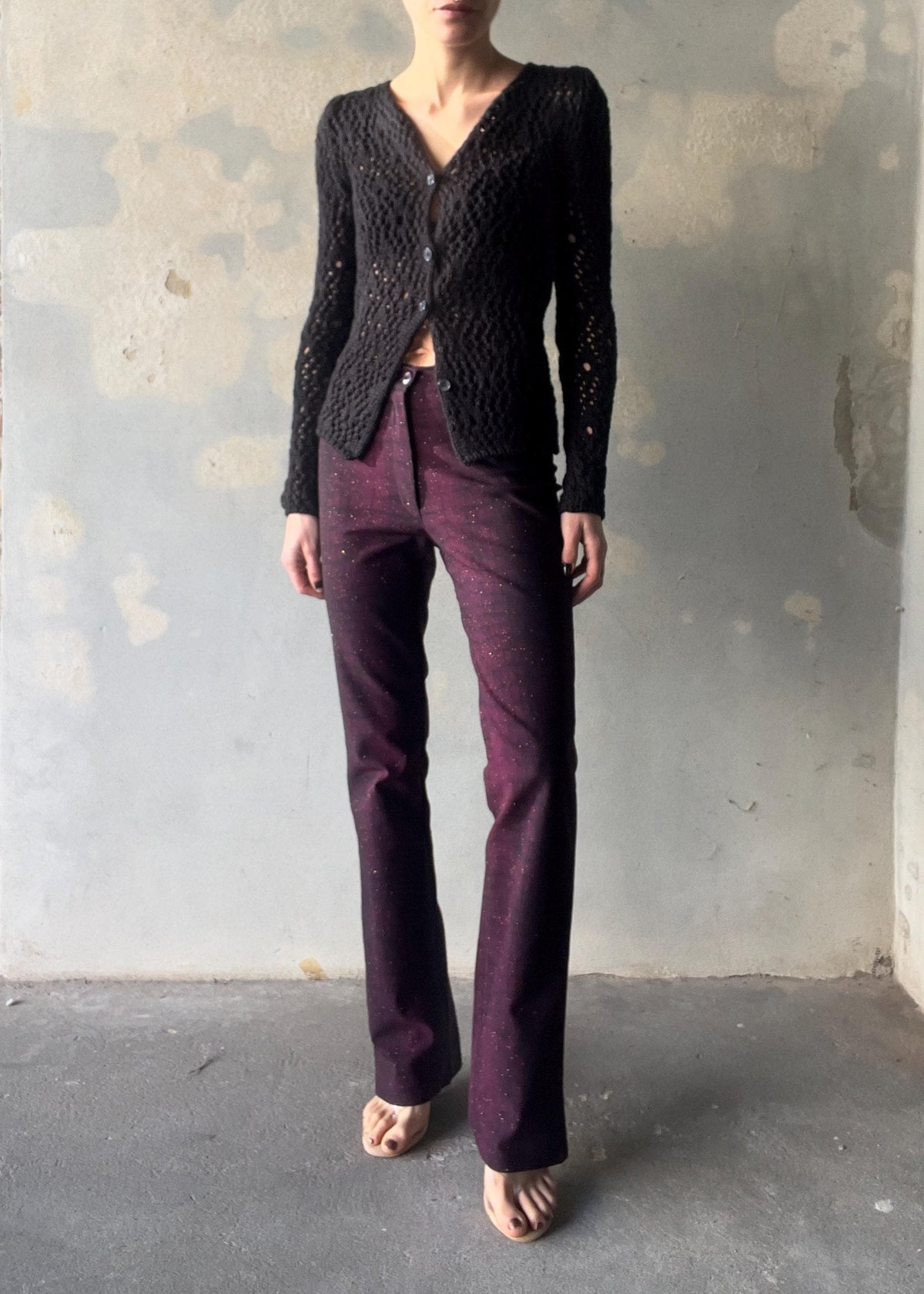 Pantaloni y2k viola con glitter