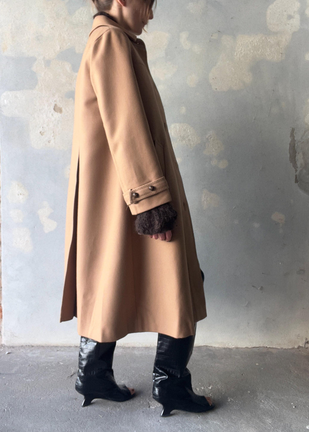 Cappotto vintage di lana caramello
