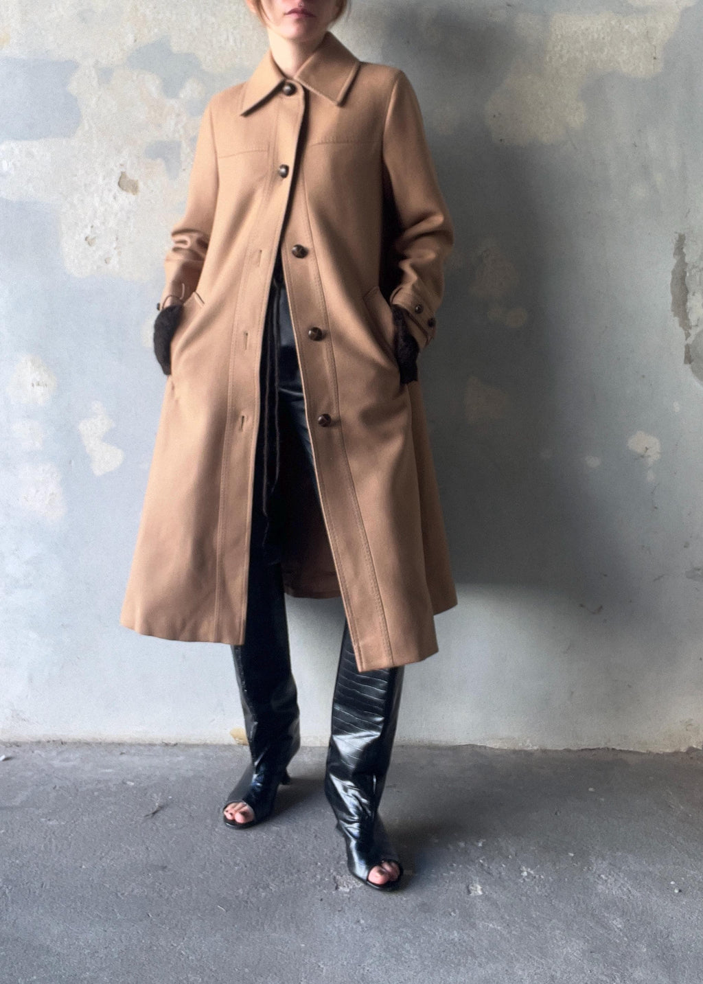 Cappotto vintage di lana caramello