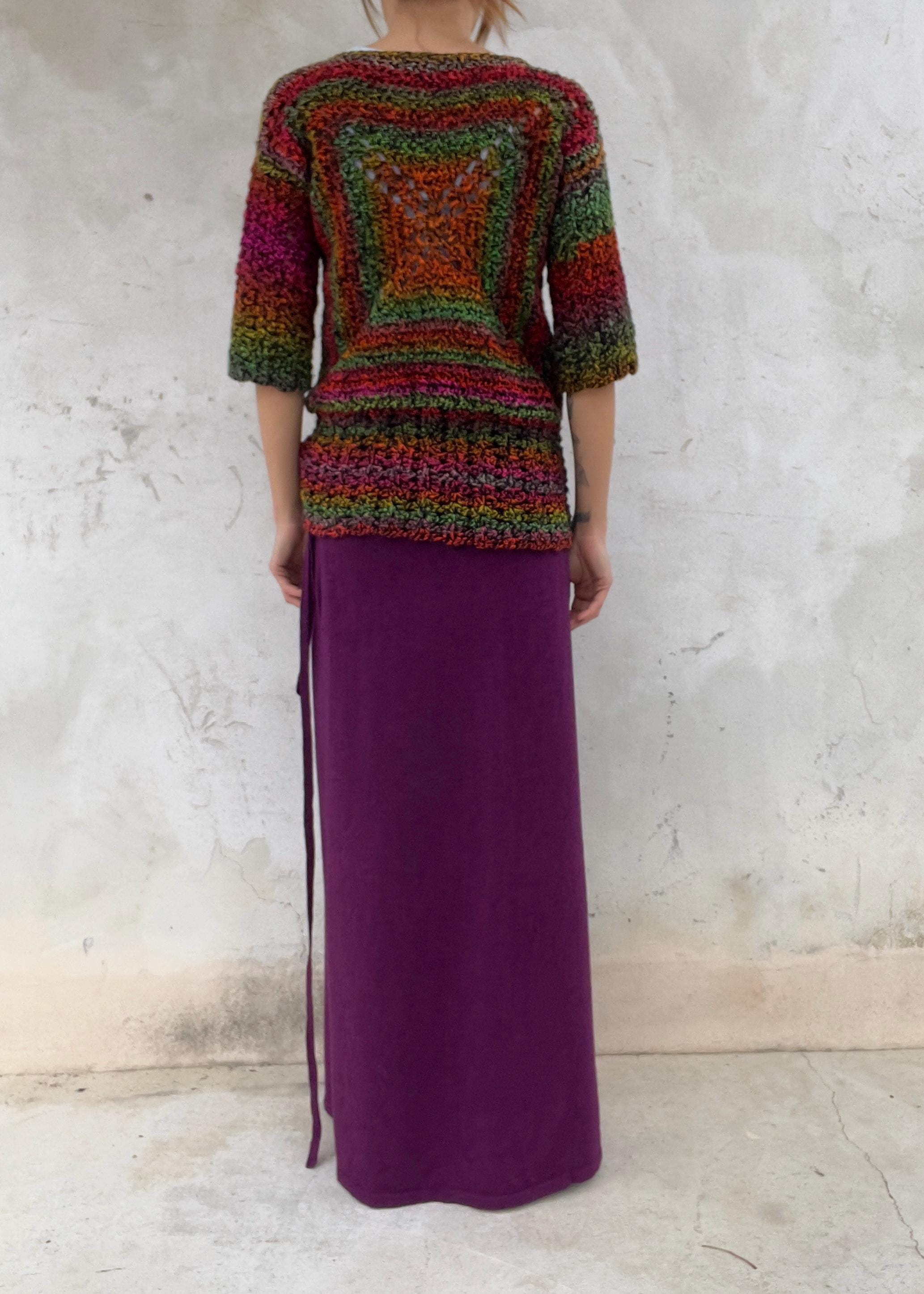 Top stile crochet vintage multicolore