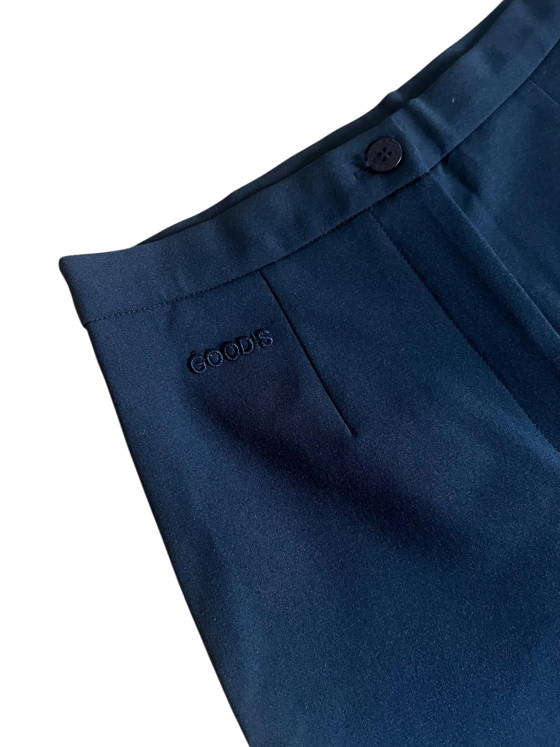 Pantaloni in tessuto nero stretch, a vita alta con gamba dritta