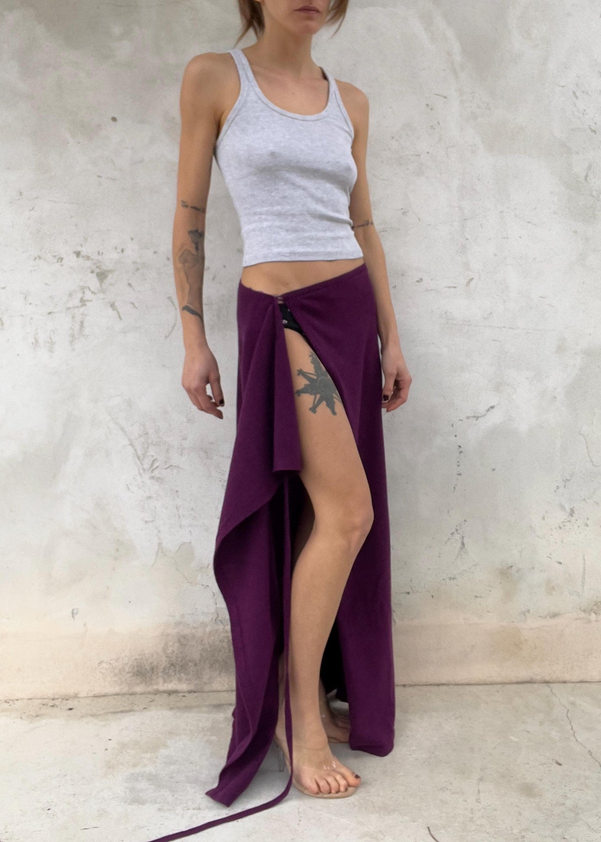 Gonna pareo viola in Cashmere