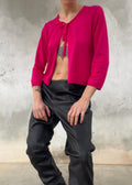Cardigan crop pop color fuchsia con laccio sul collo Morbidissimo al tatto