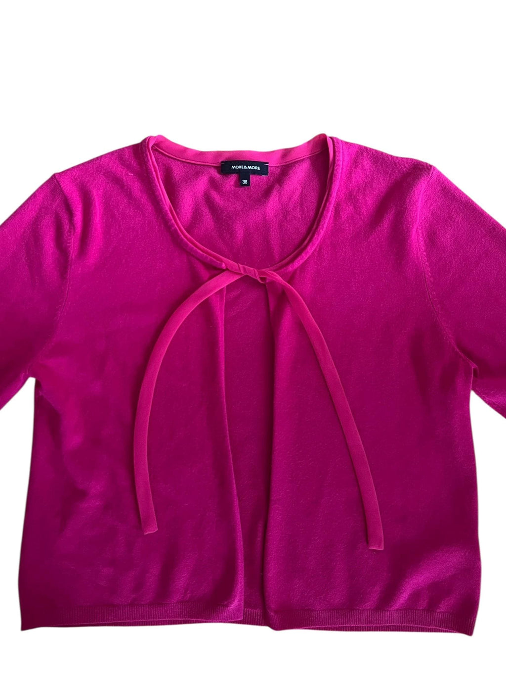 Cardigan crop pop color fuchsia con laccio sul collo Morbidissimo al tatto