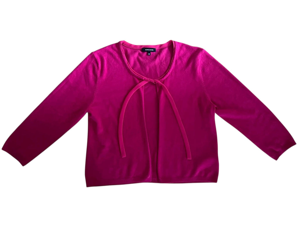 Cardigan crop pop color fuchsia con laccio sul collo Morbidissimo al tatto