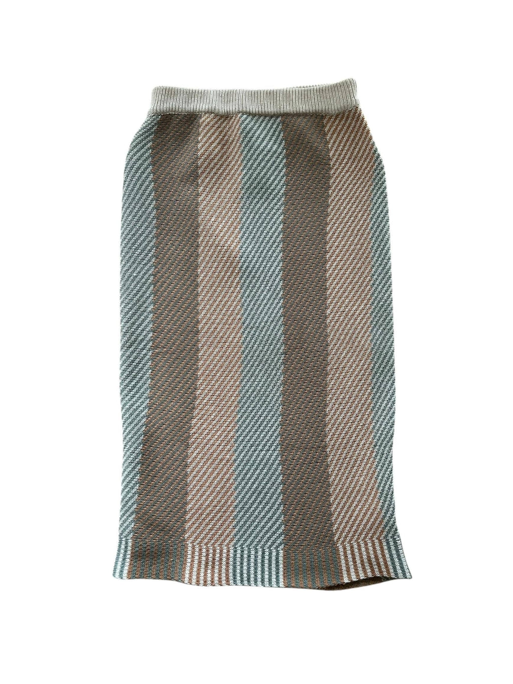 Gonna in maglia midi dai colori cipria, marrone e grigio