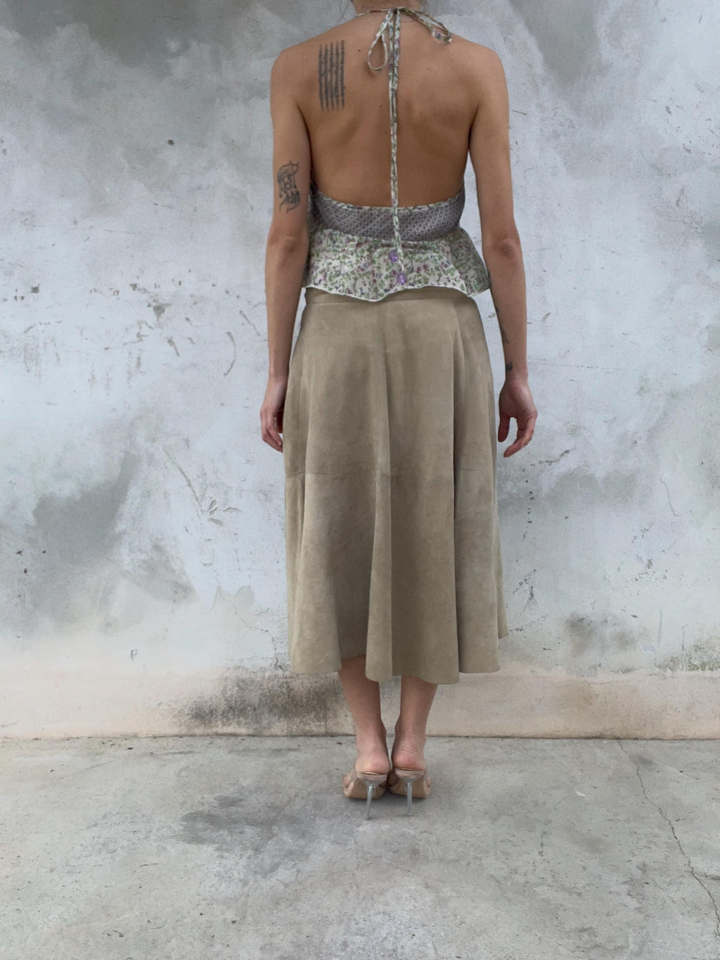 Gonna a ruota in suede vintage
