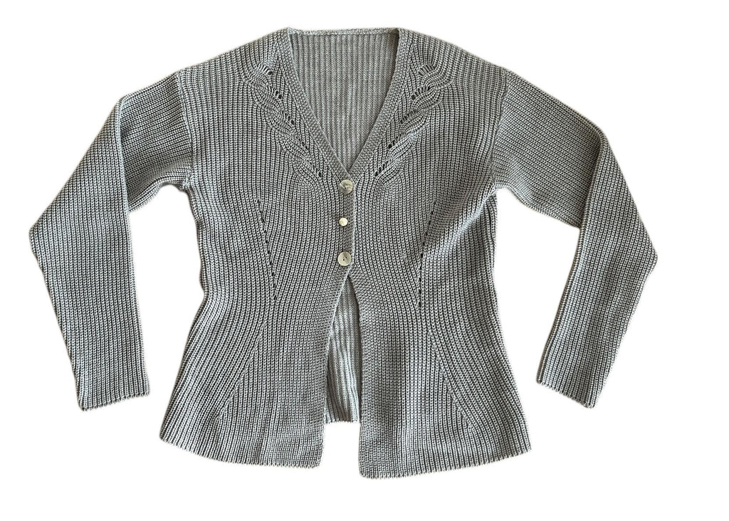 Cardigan maglia grigio con bottoni madreperla