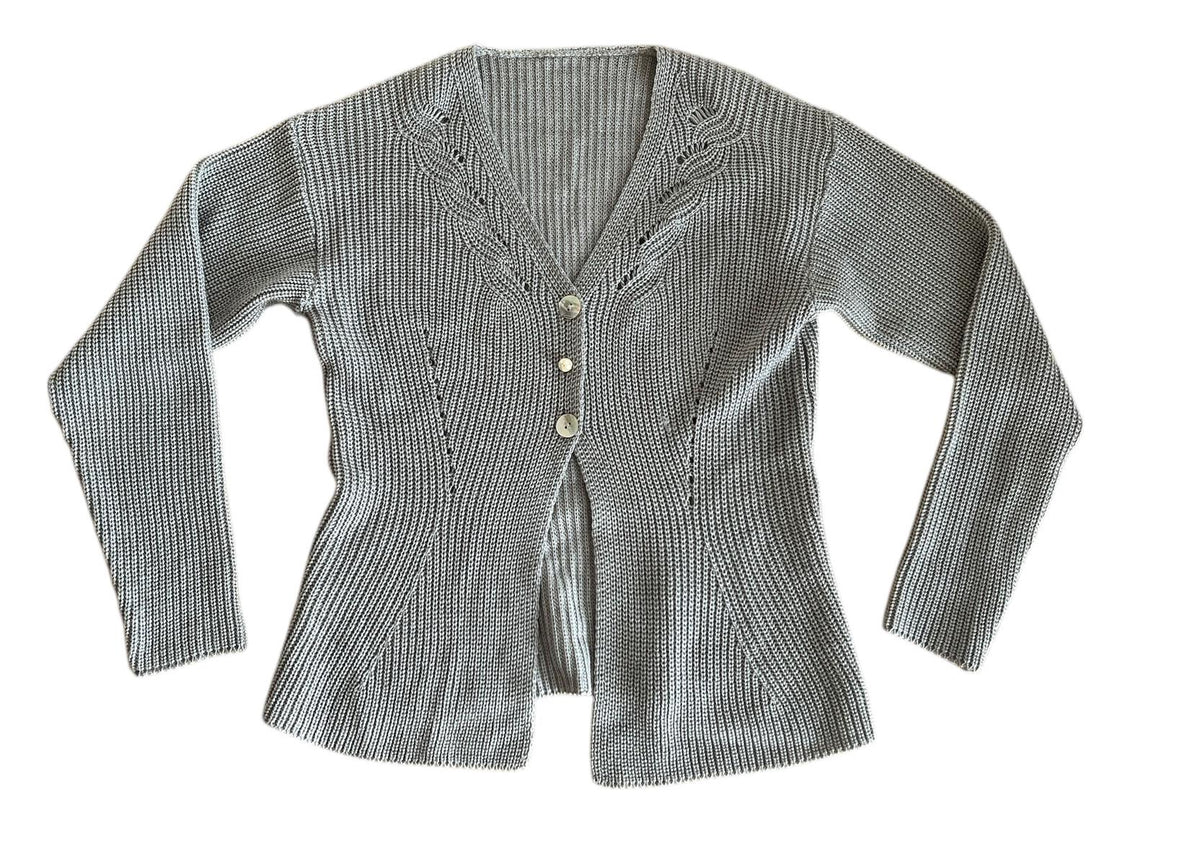 Cardigan maglia grigio con bottoni madreperla