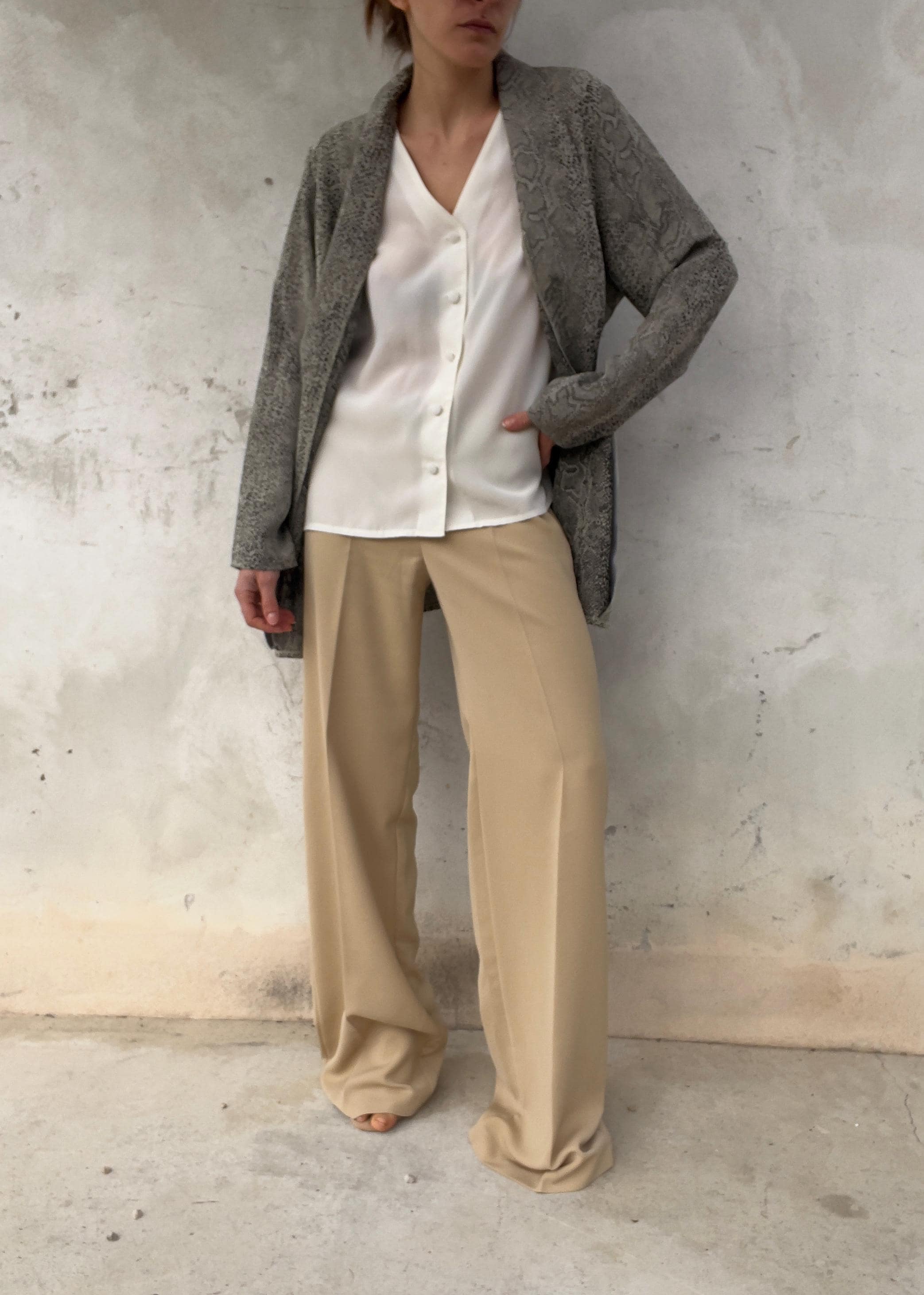 Giacca grigia leggera vintage pitone
