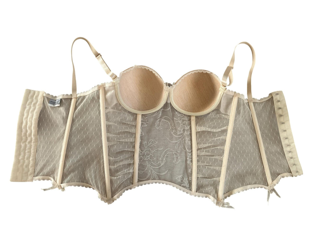 Corsetto in pizzo con stecche e ganci e spalline regolabili