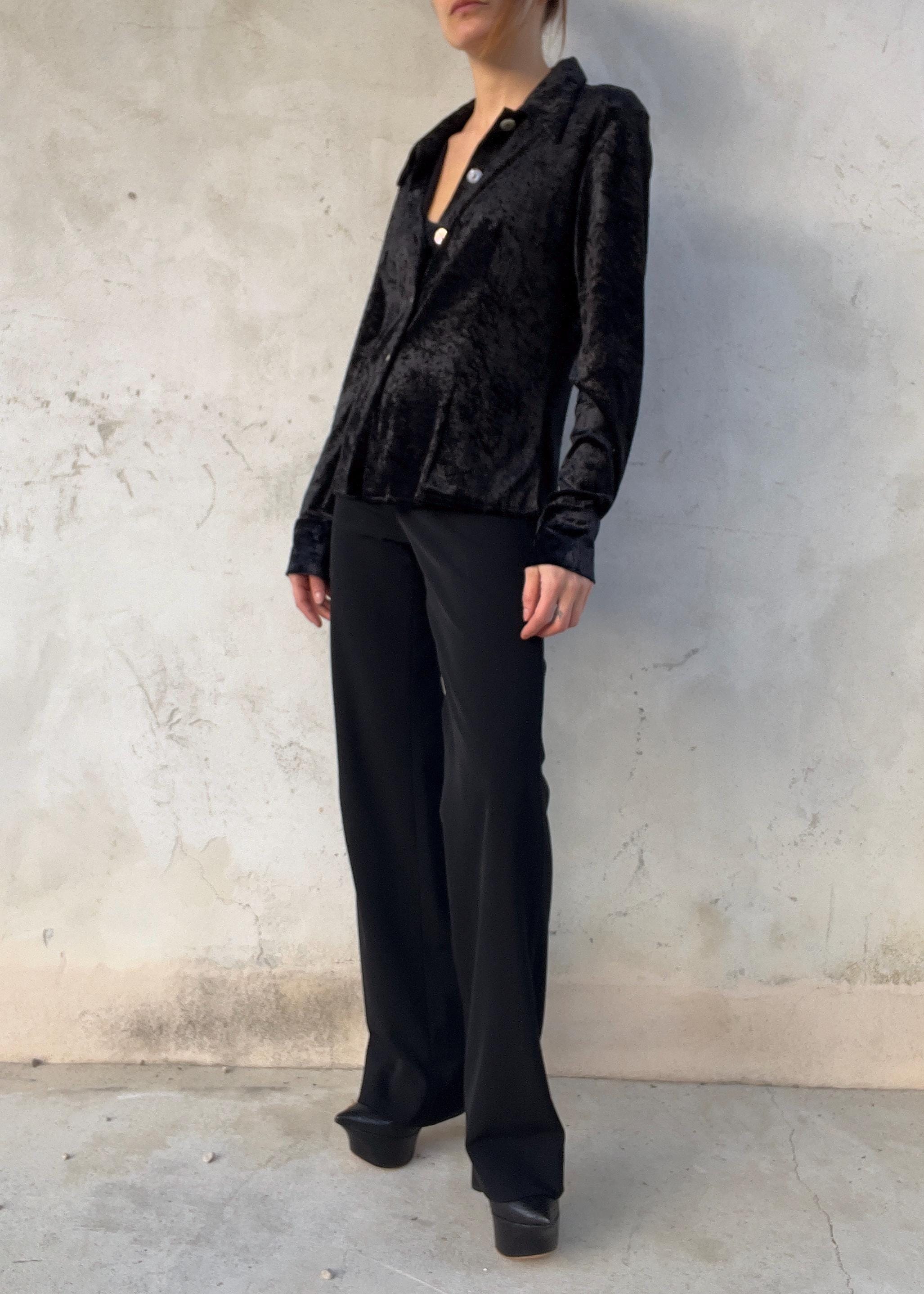 Camicia in velluto nera leggera