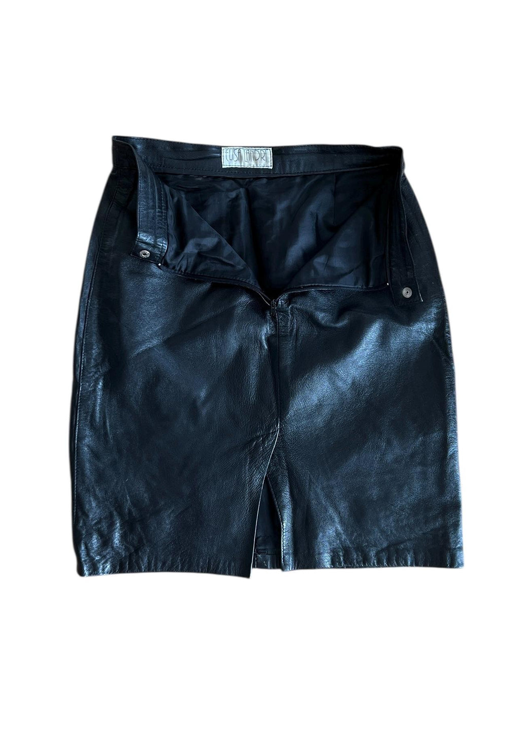 Gonna vintage di pelle vera nera