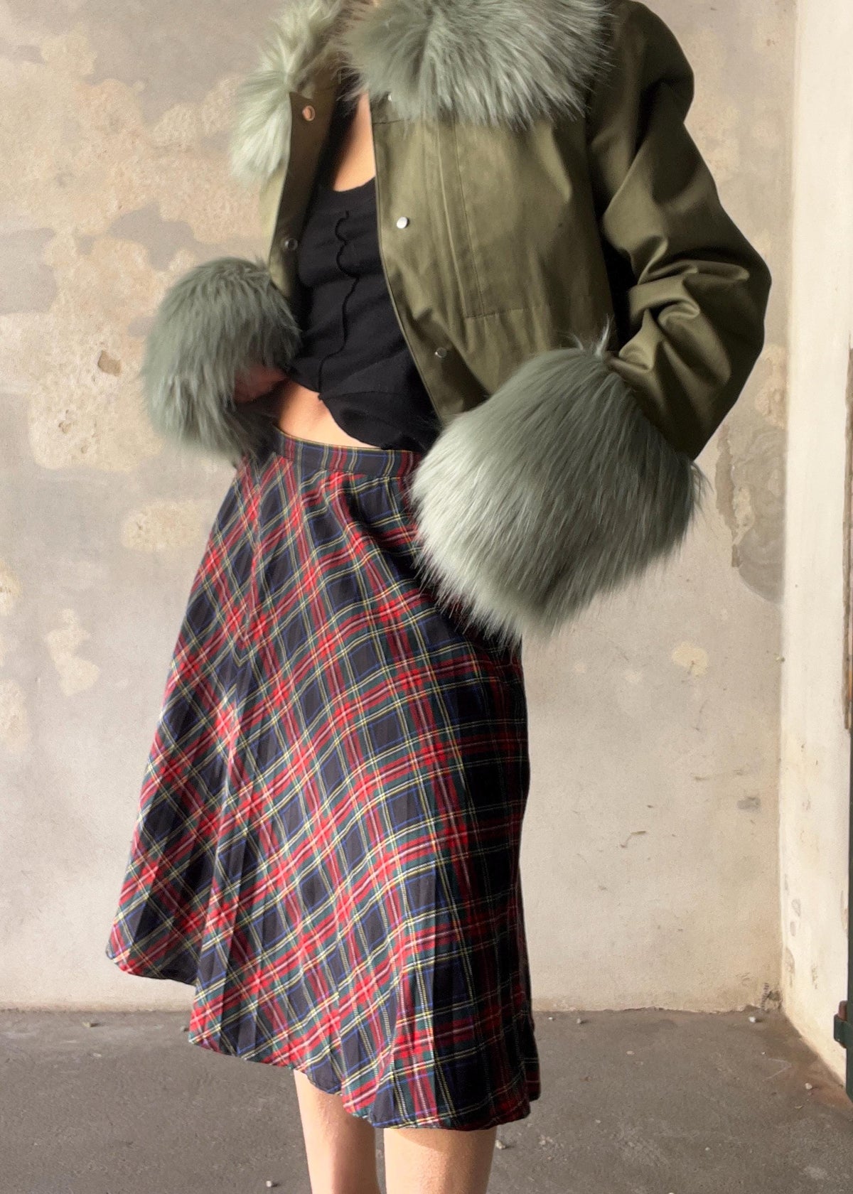 Gonna vintage scozzese dai toni classici rosso e blu