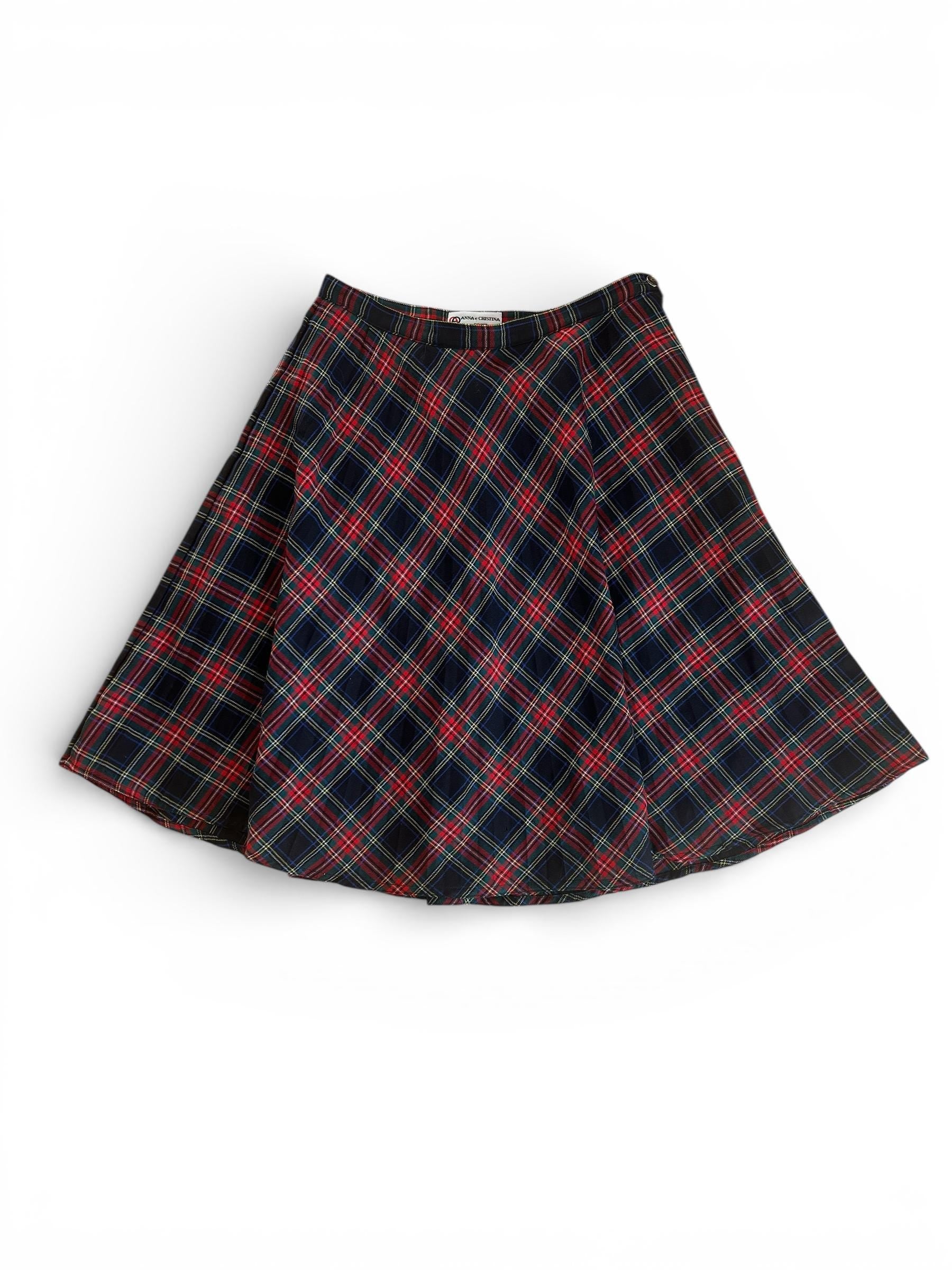Gonna vintage scozzese dai toni classici rosso e blu