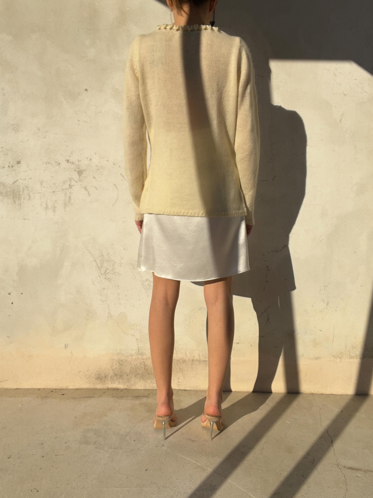 Maglione vintage panna ricamato