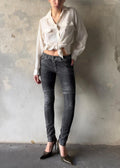Pantaloni simil suede effetto invecchiato