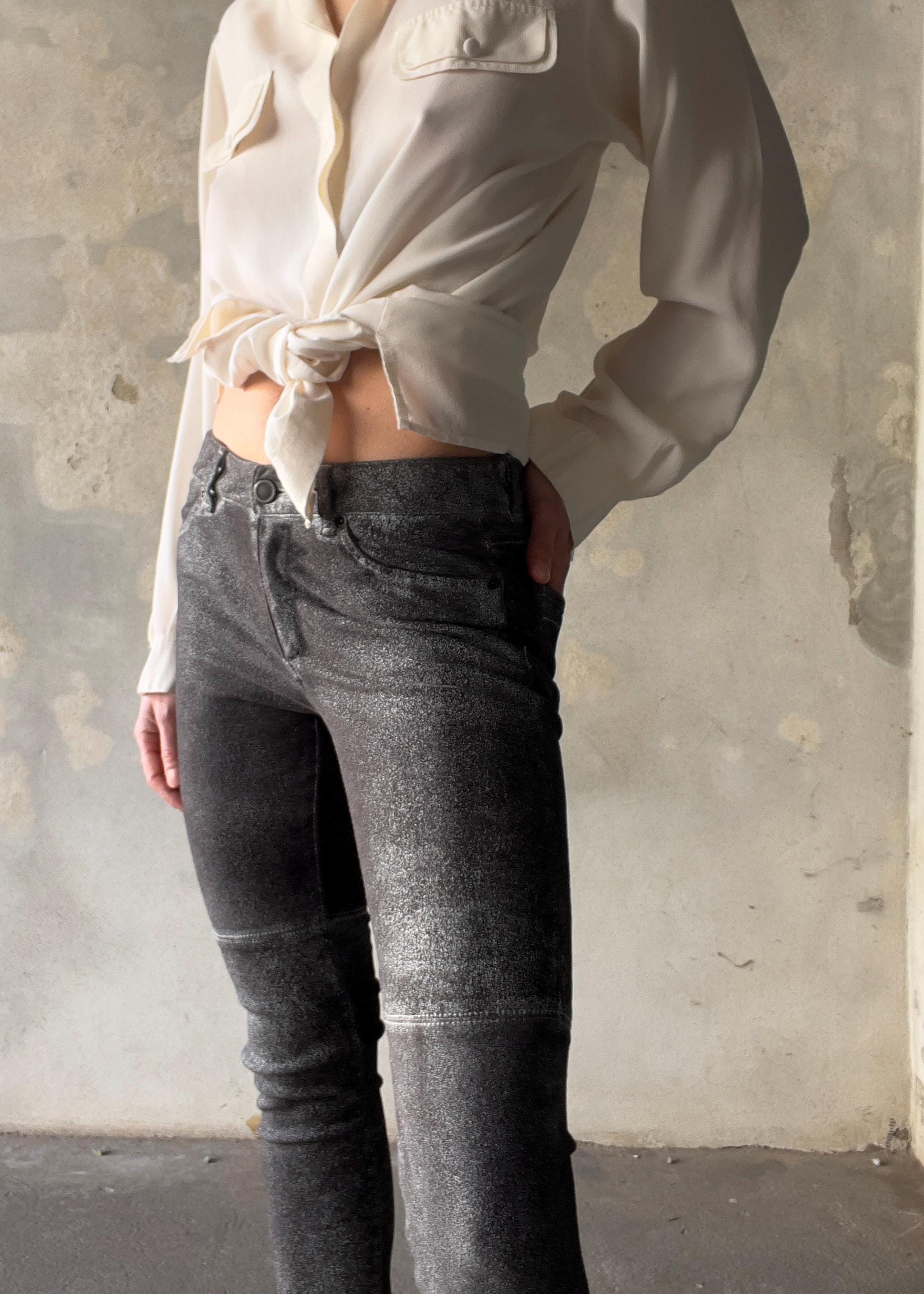 Pantaloni simil suede effetto invecchiato