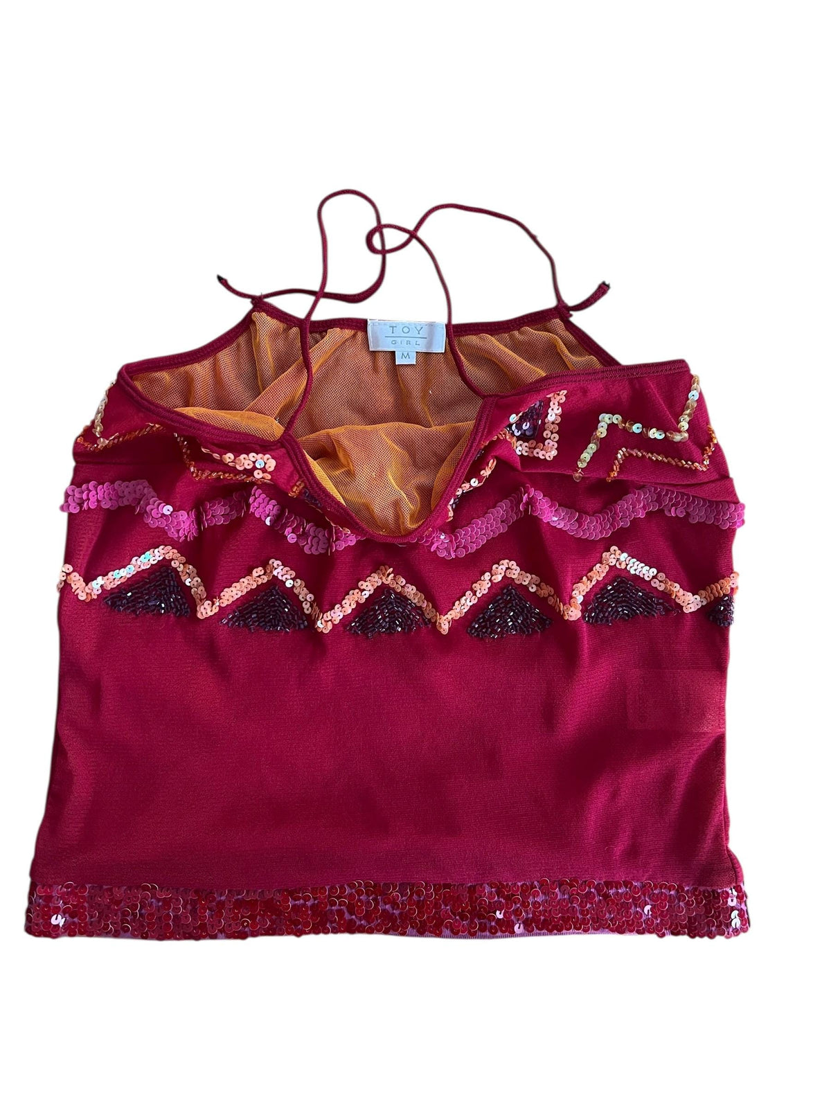 Top vintage di tulle mesh ricamato