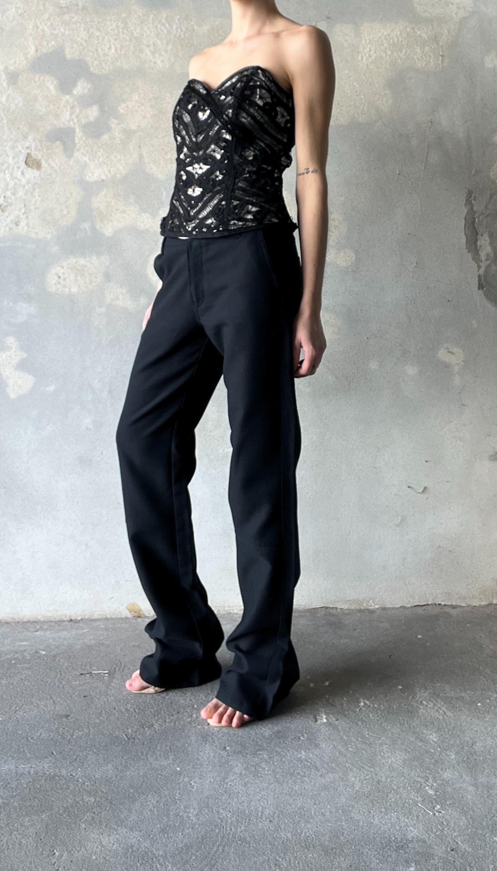 Pantaloni vintage neri gamba dritta