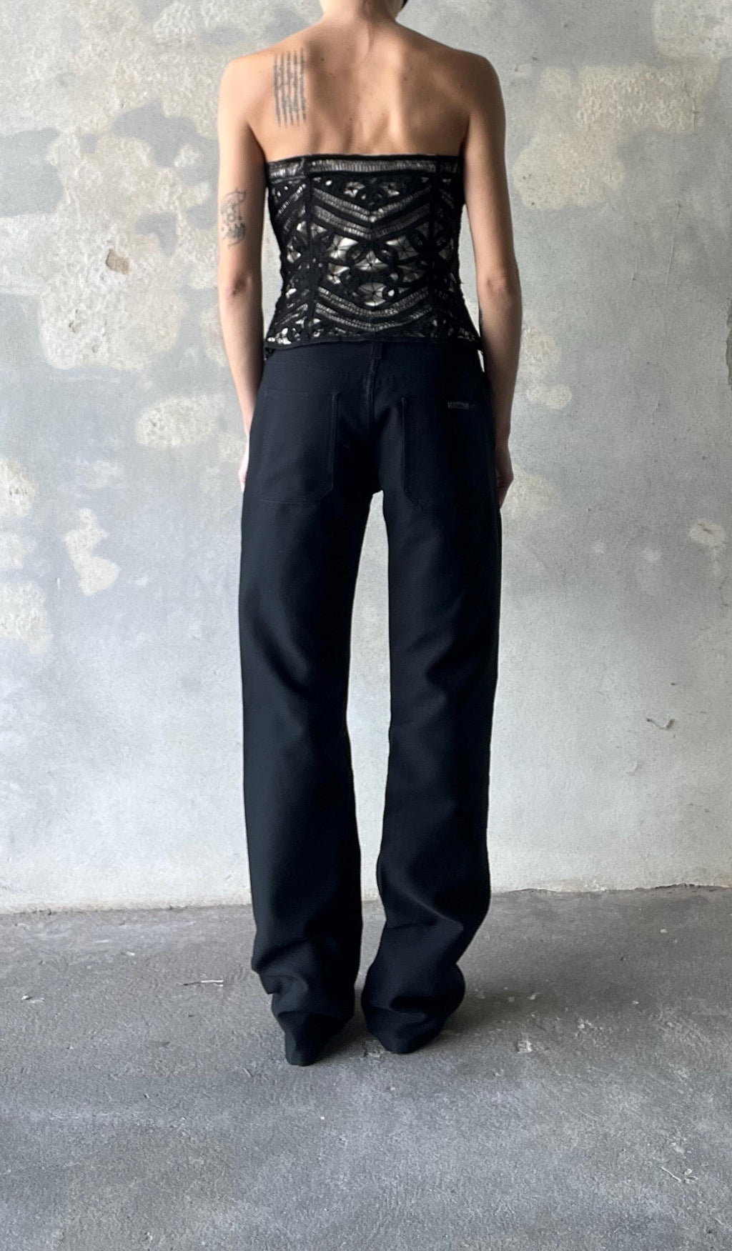 Pantaloni vintage neri gamba dritta
