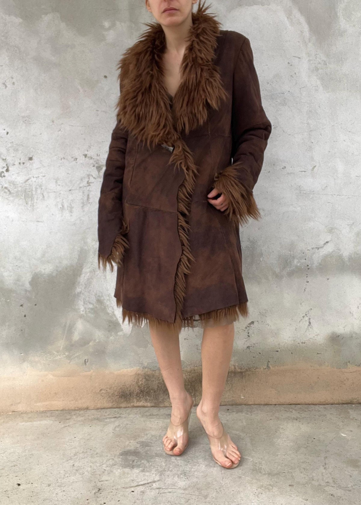 Cappotto finta pelliccia anni '90 marrone