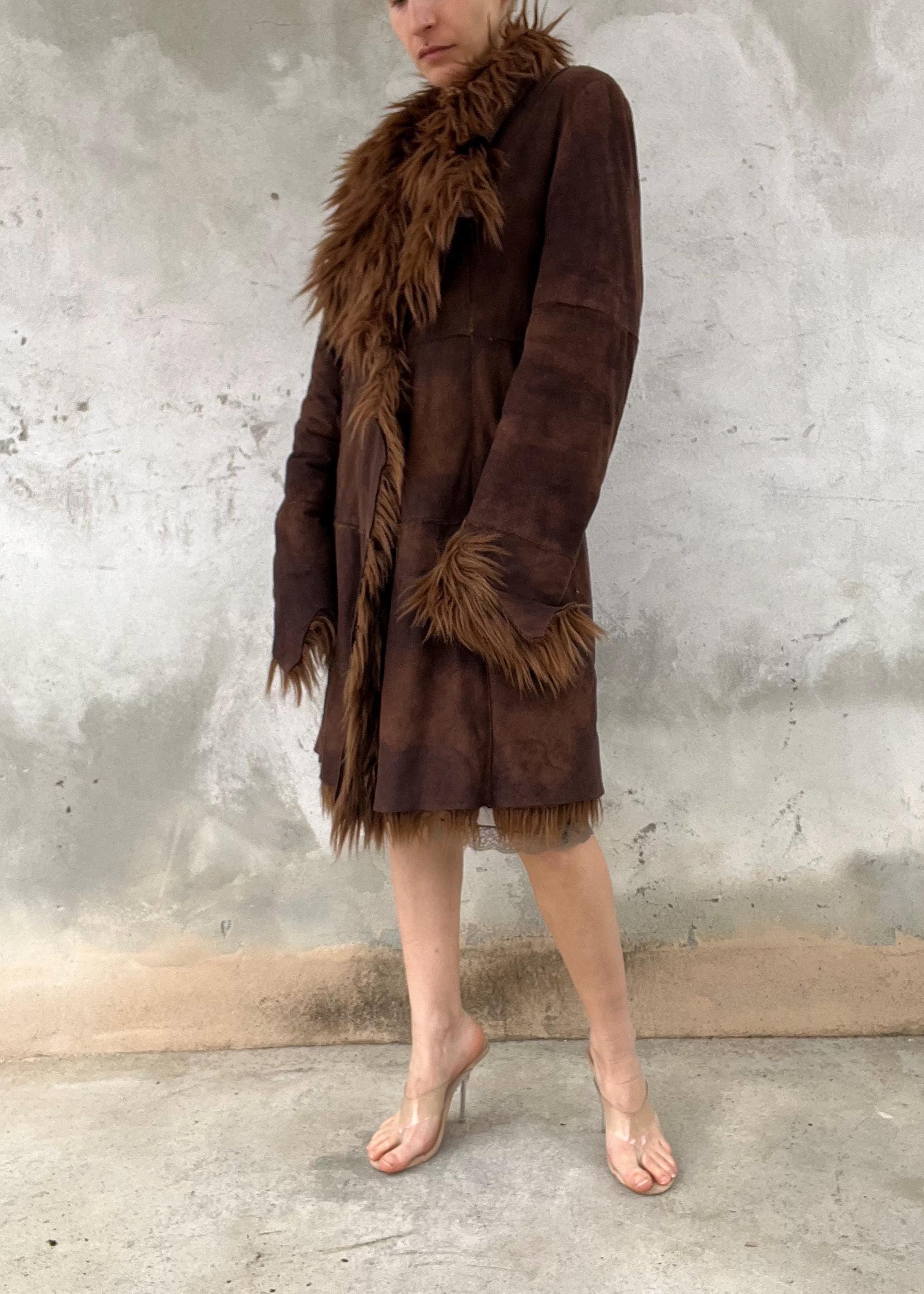 Cappotto finta pelliccia anni '90 marrone