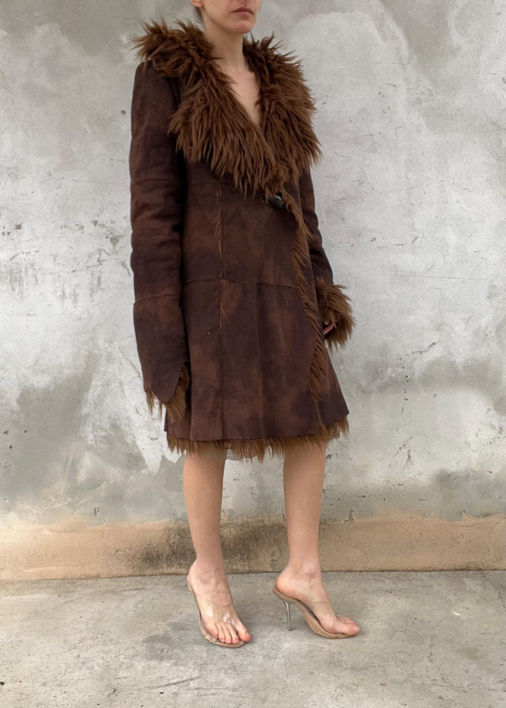 Cappotto finta pelliccia anni '90 marrone