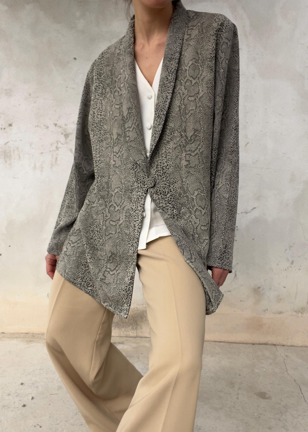 Giacca grigia leggera vintage pitone