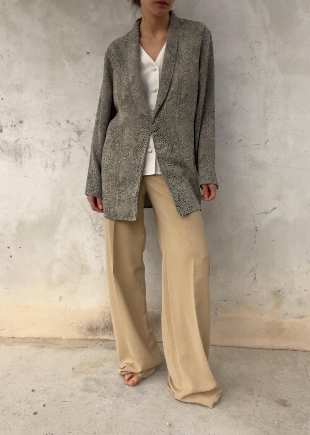 Giacca grigia leggera vintage pitone