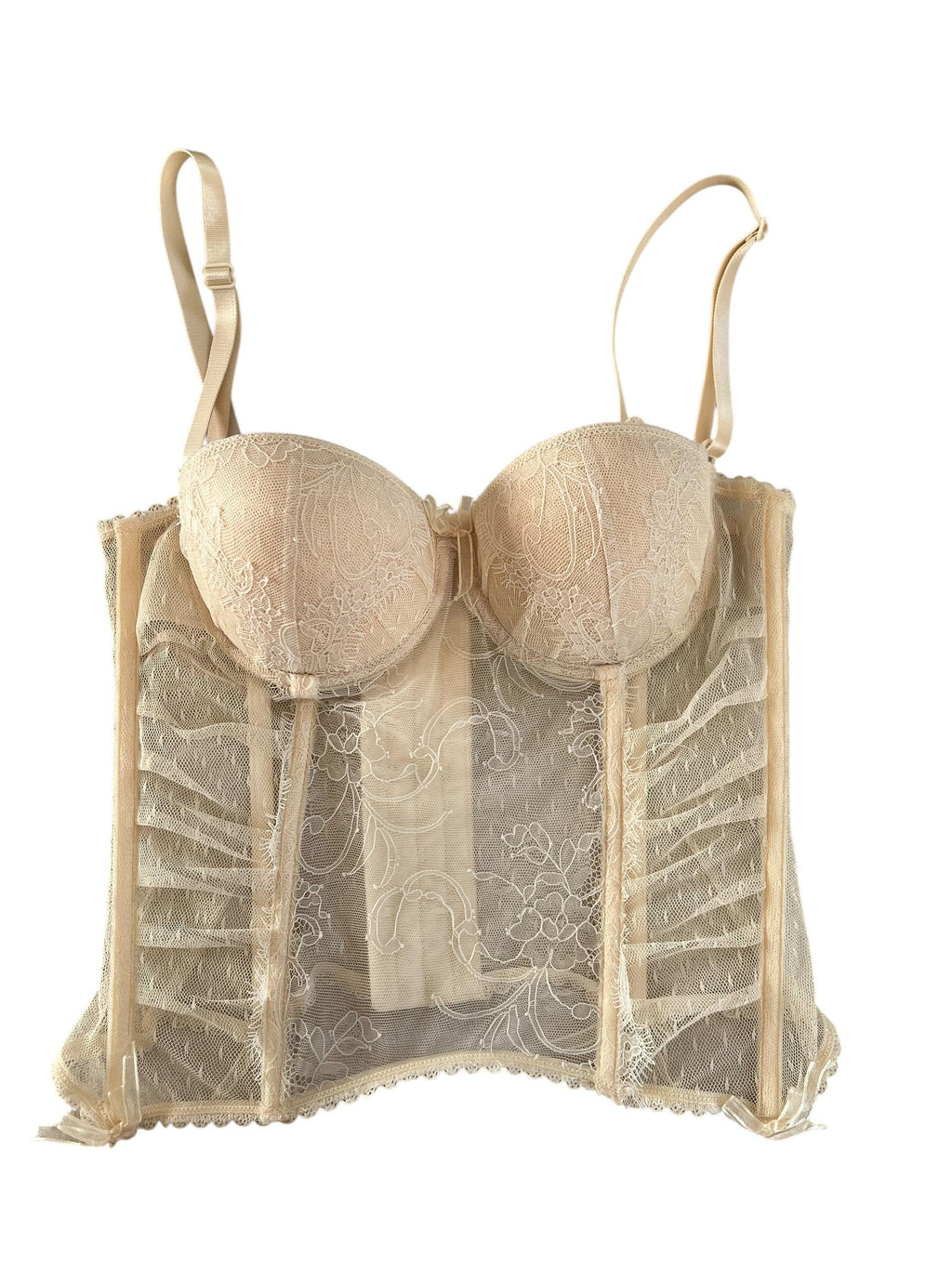 Corsetto in pizzo con stecche e ganci e spalline regolabili