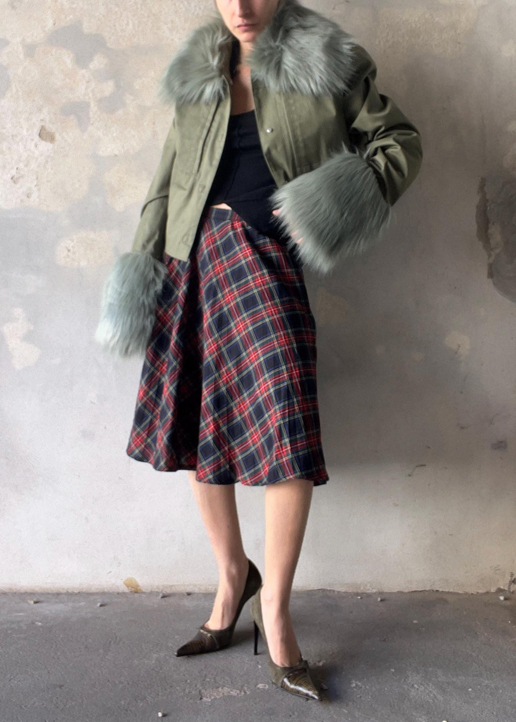 Gonna vintage scozzese dai toni classici rosso e blu