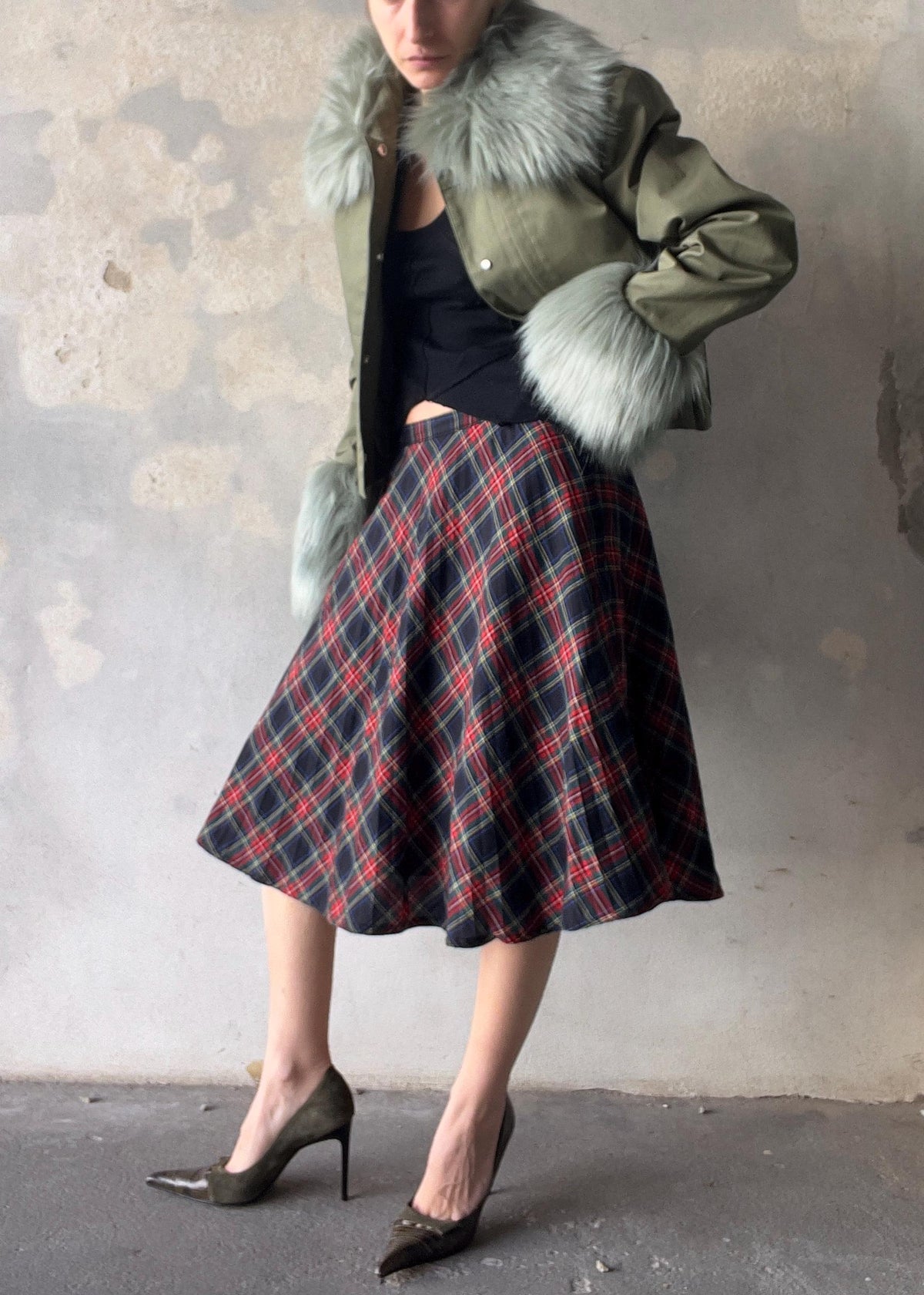 Gonna vintage scozzese dai toni classici rosso e blu