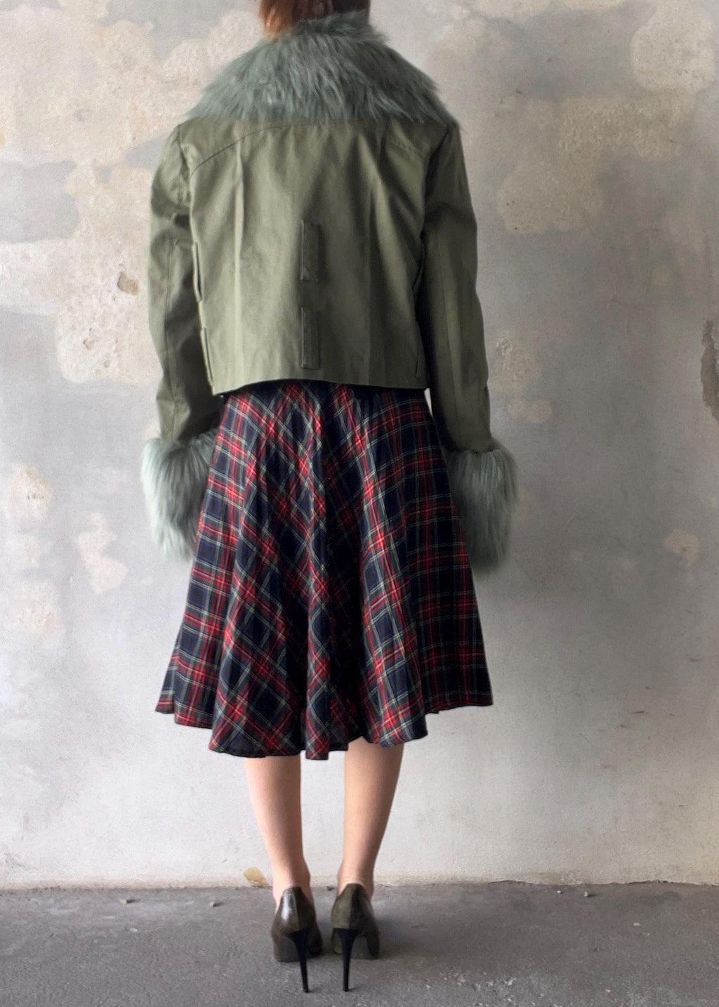 Gonna vintage scozzese dai toni classici rosso e blu