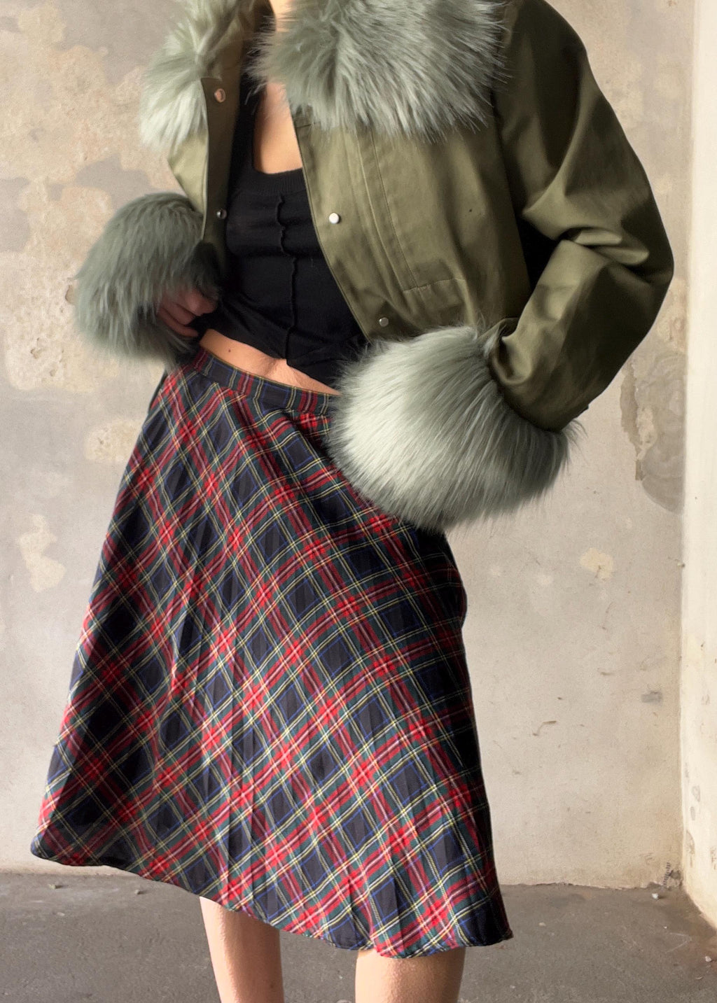 Gonna vintage scozzese dai toni classici rosso e blu