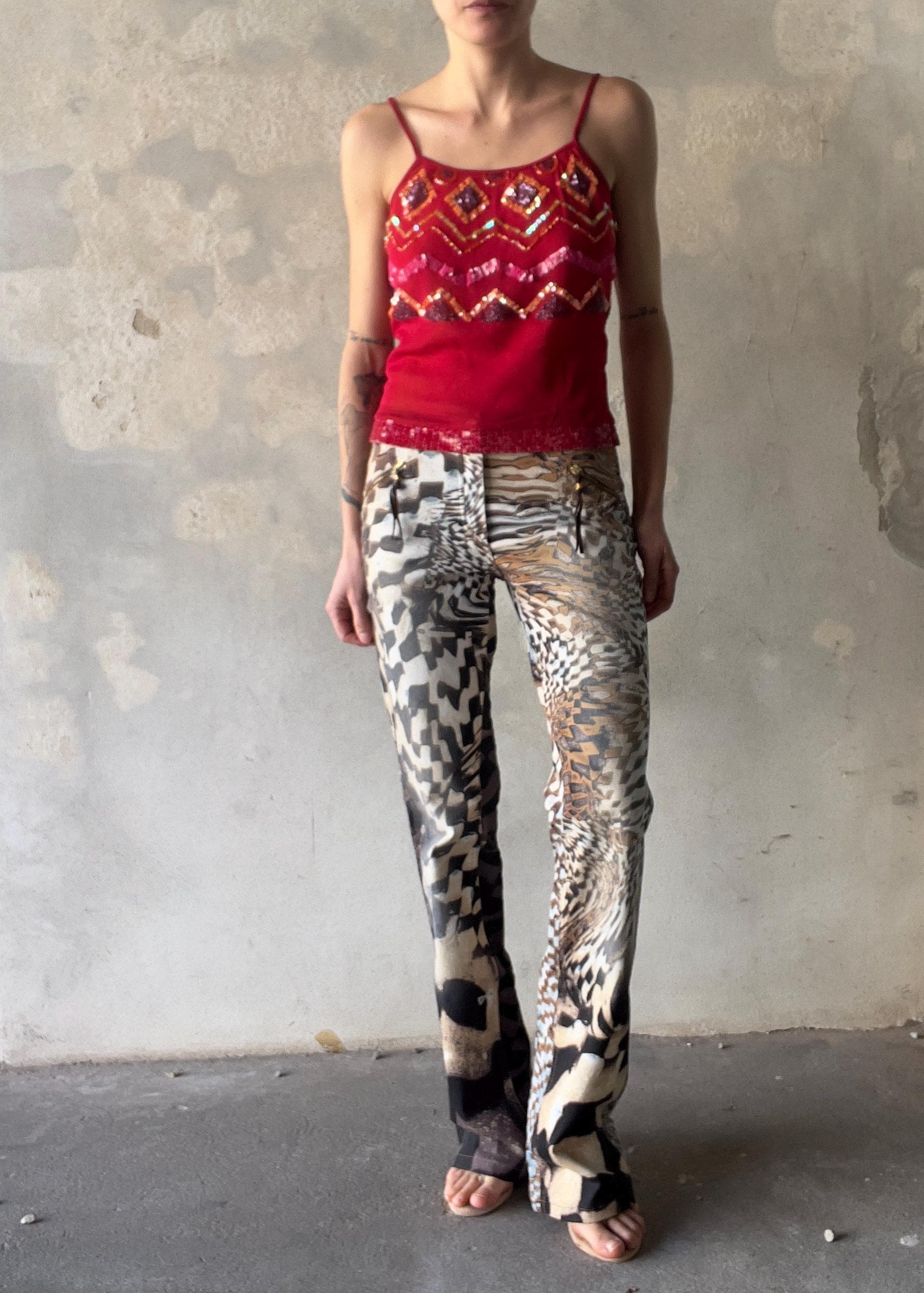 Top vintage di tulle mesh ricamato