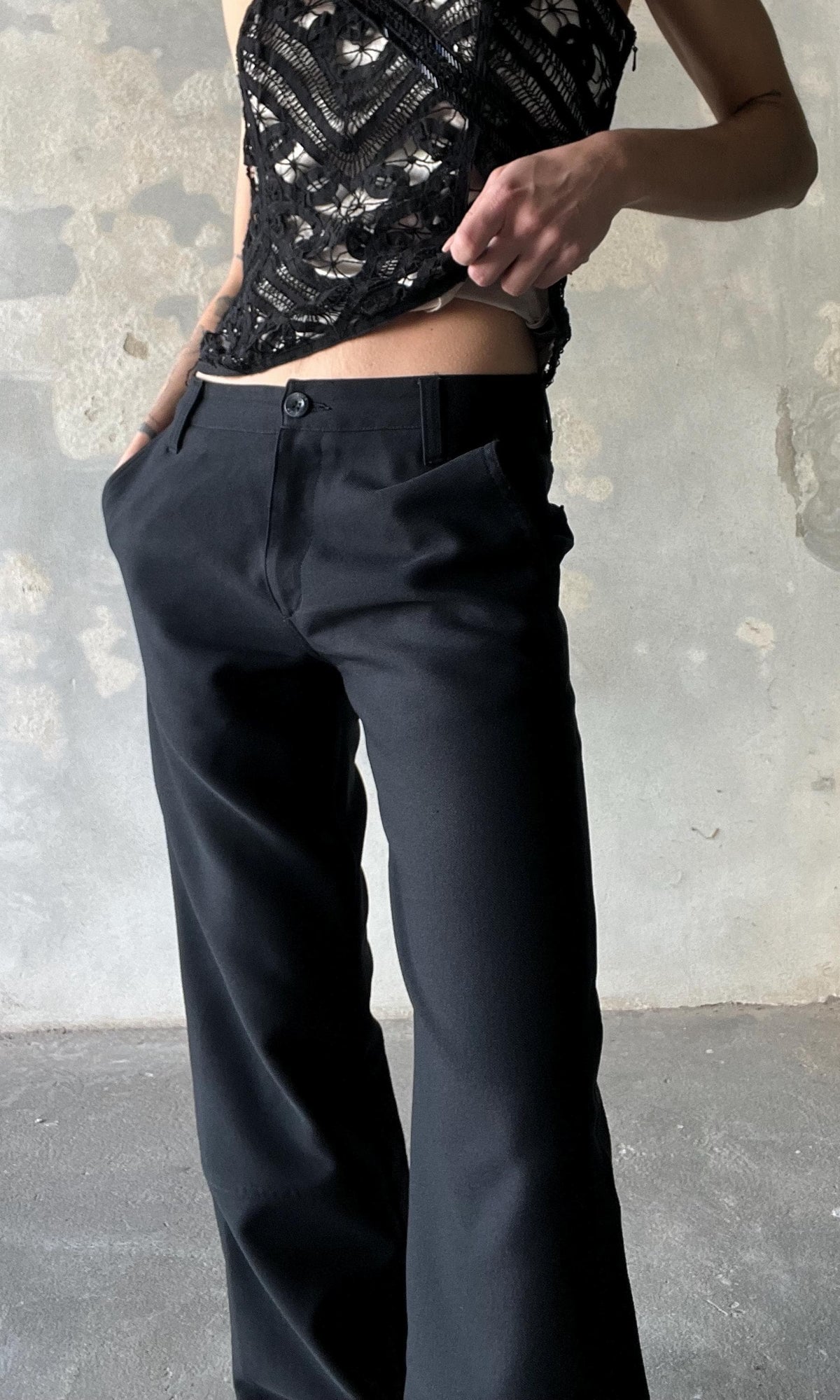 Pantaloni vintage neri gamba dritta